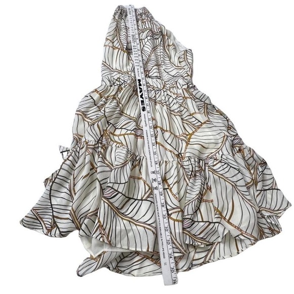 NICHOLAS Leaf Print Mini Dress in Cream and Brown - Picture 9 of 9